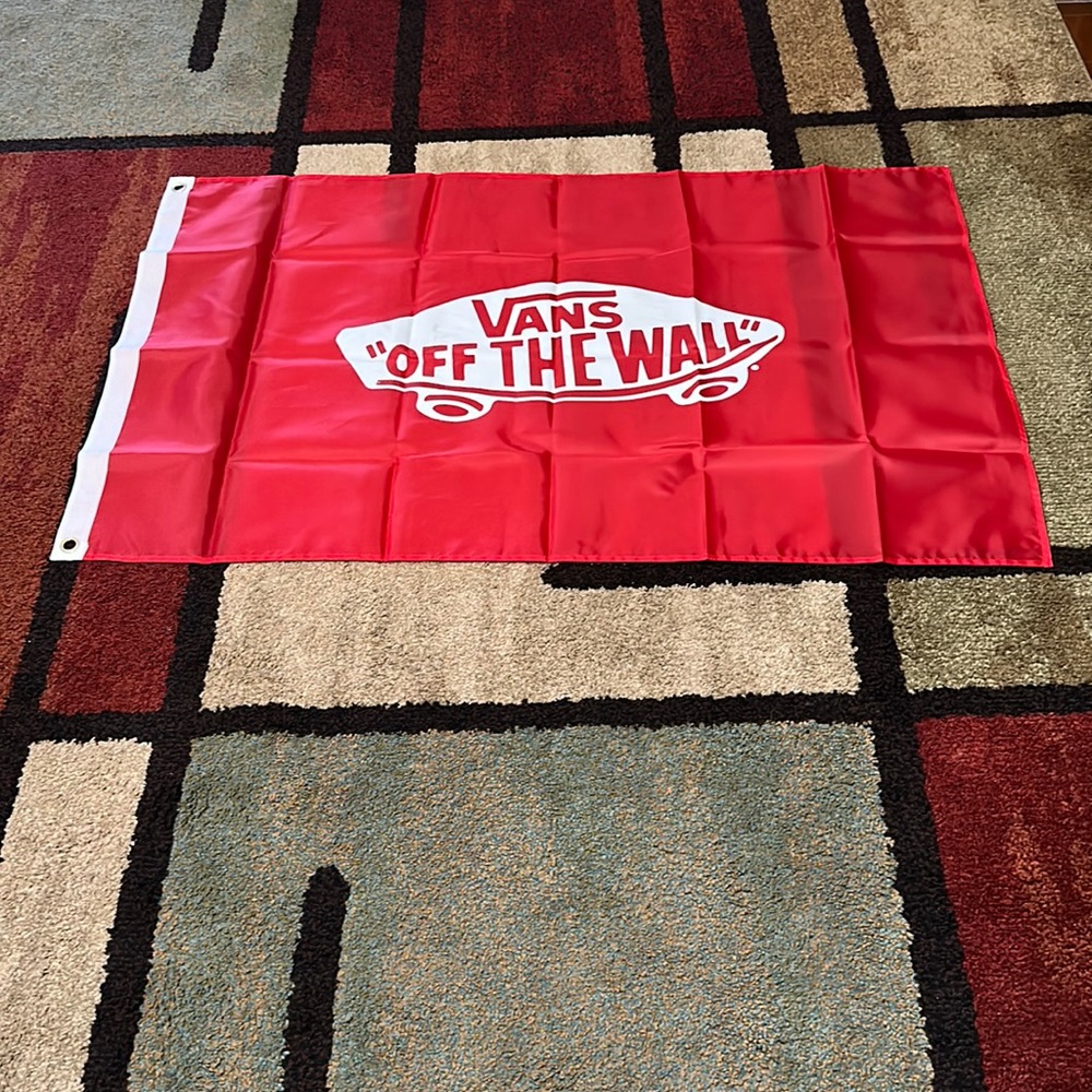 Vans Family red off the wall skate board flag